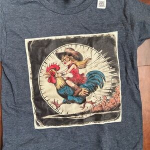Gildan Kids Navy Graphic Tee with Rooster Design